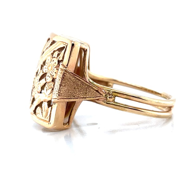 Ming’s Hawaii Bird on a Plum Blossom Tree Cutout 14K Square Ring - Picture 8 of 11